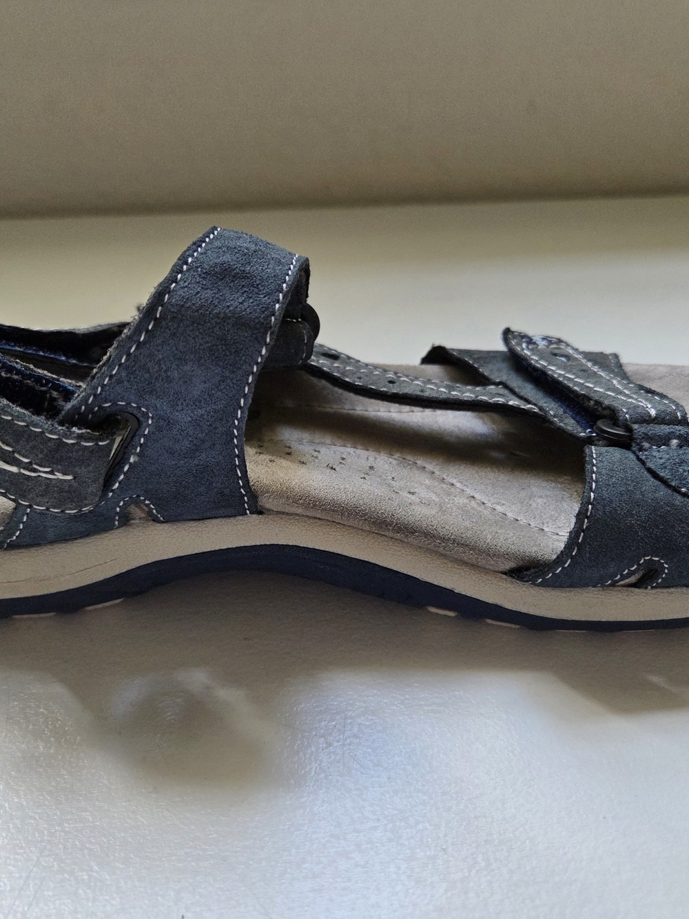 Earth Orgins Blue Suede Adjustable Strap Sandals - Picture 4 of 9